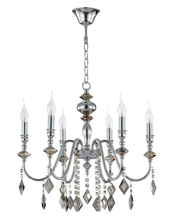 Подвесная люстра Crystal Lux MERCEDES SP6 CHROME/SMOKE MERCEDES