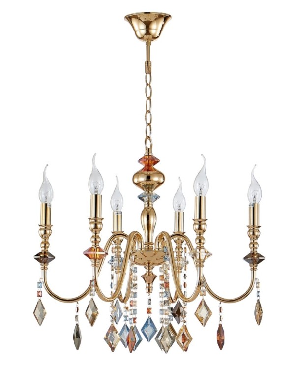 Подвесная люстра Crystal Lux MERCEDES SP6 GOLD/COLOR MERCEDES