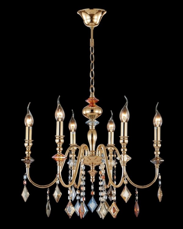 Подвесная люстра Crystal Lux MERCEDES SP6 GOLD/COLOR MERCEDES