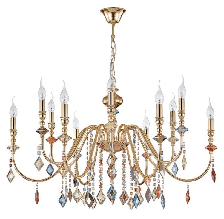 Подвесная люстра Crystal Lux MERCEDES SP6+6 GOLD/COLOR MERCEDES