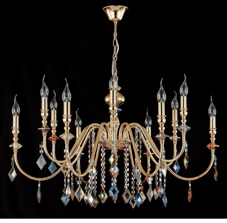 Подвесная люстра Crystal Lux MERCEDES SP6+6 GOLD/COLOR MERCEDES