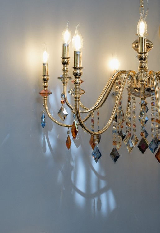 Подвесная люстра Crystal Lux MERCEDES SP6+6 GOLD/COLOR MERCEDES