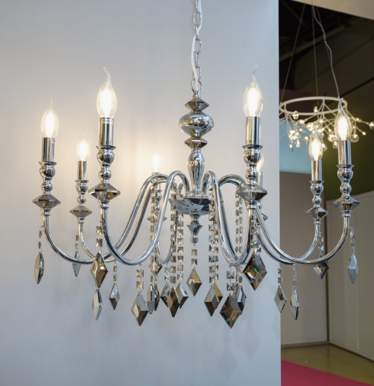 Подвесная люстра Crystal Lux MERCEDES SP8 CHROME/SMOKE MERCEDES