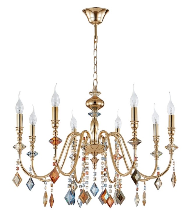 Подвесная люстра Crystal Lux MERCEDES SP8 GOLD/COLOR MERCEDES