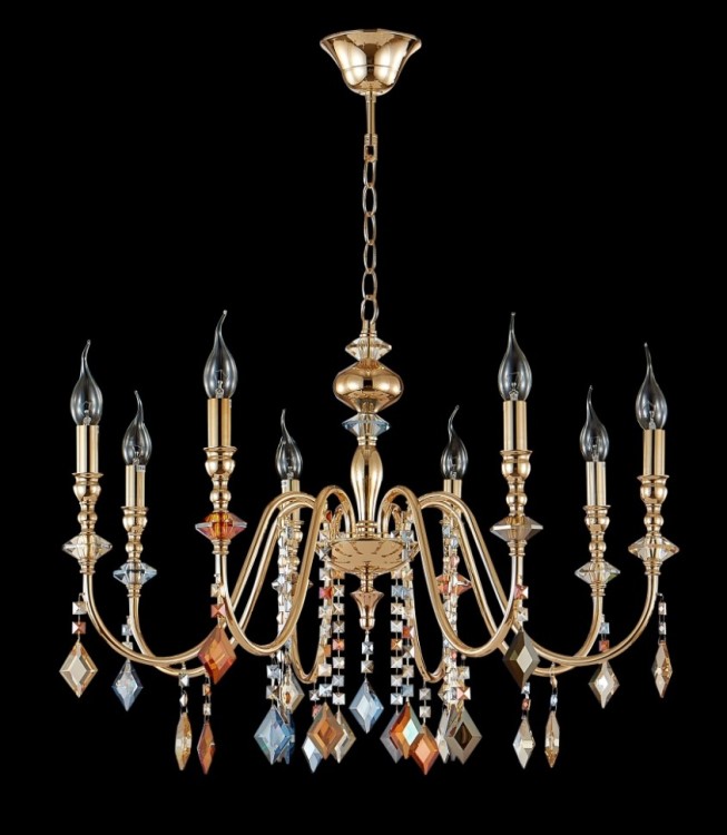 Подвесная люстра Crystal Lux MERCEDES SP8 GOLD/COLOR MERCEDES