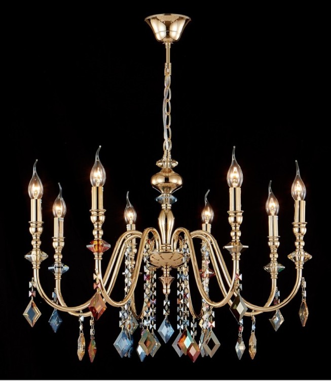 Подвесная люстра Crystal Lux MERCEDES SP8 GOLD/COLOR MERCEDES