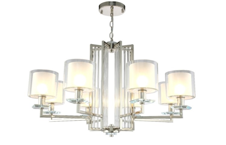 Подвесная люстра Crystal Lux NICOLAS SP-PL8 NICKEL/WHITE NICOLAS
