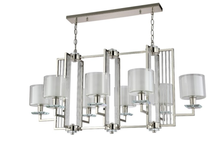 Подвесная люстра Crystal Lux NICOLAS SP8 L1000 NICKEL/WHITE NICOLAS