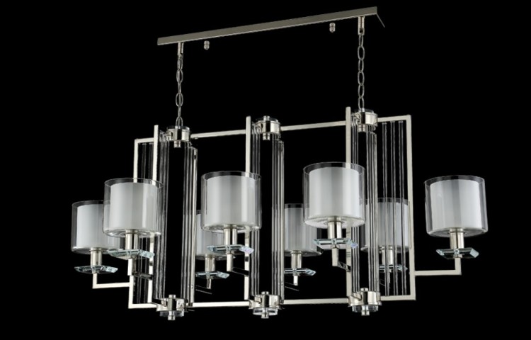 Подвесная люстра Crystal Lux NICOLAS SP8 L1000 NICKEL/WHITE NICOLAS
