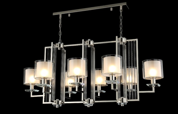 Подвесная люстра Crystal Lux NICOLAS SP8 L1000 NICKEL/WHITE NICOLAS