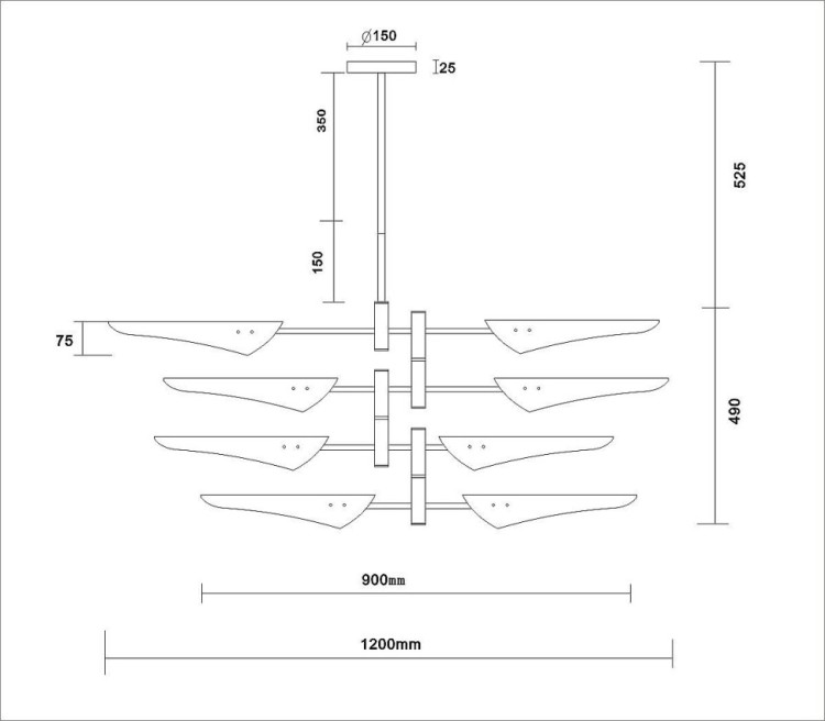 Потолочная люстра Crystal Lux RAFAEL SP8 CHROME RAFAEL (Плафоны одельно)