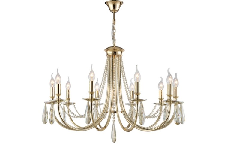 Подвесная люстра Crystal Lux VICTORIA SP10 GOLD/AMBER VICTORIA ( Абажуры отдельно)