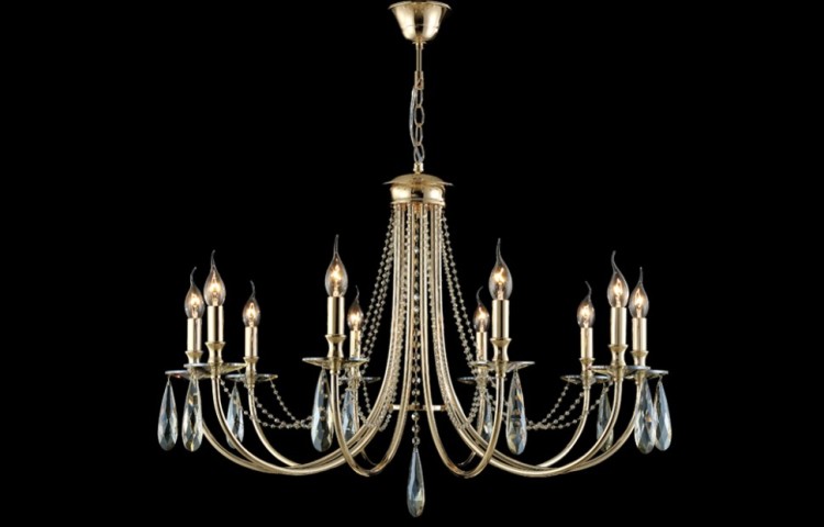 Подвесная люстра Crystal Lux VICTORIA SP10 GOLD/AMBER VICTORIA ( Абажуры отдельно)