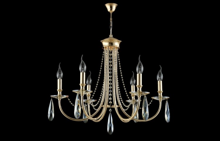 Подвесная люстра Crystal Lux VICTORIA SP6 GOLD/AMBER VICTORIA ( Абажуры отдельно)